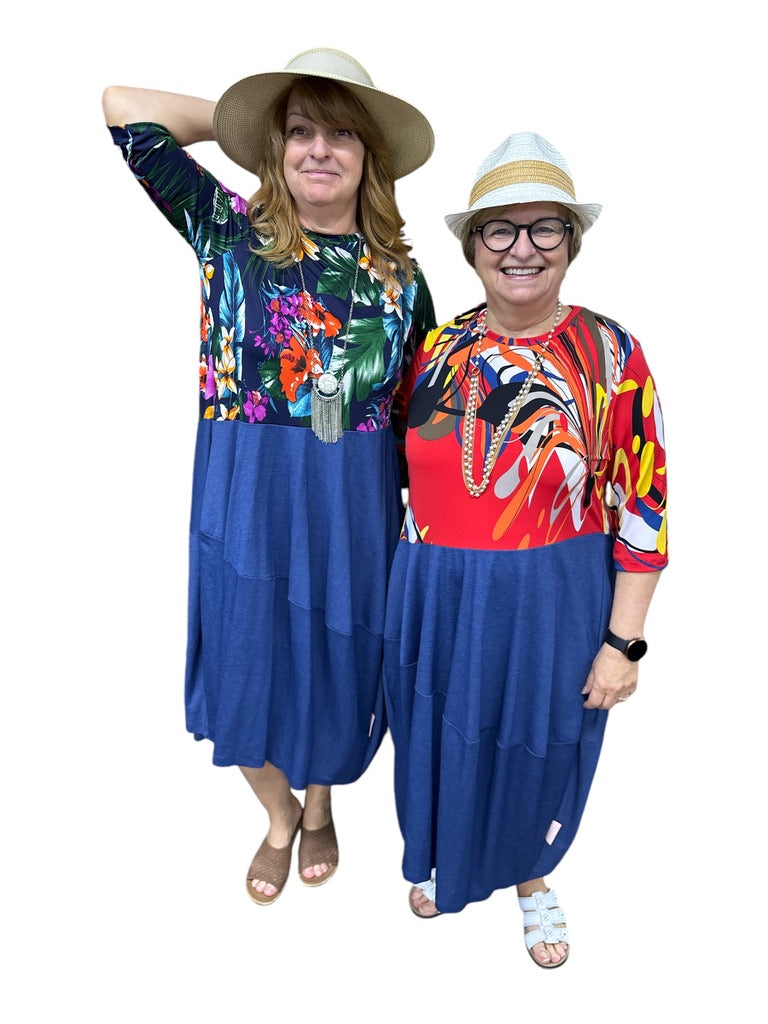 Robe adaptée Lady | flamboyante et denim | A3B