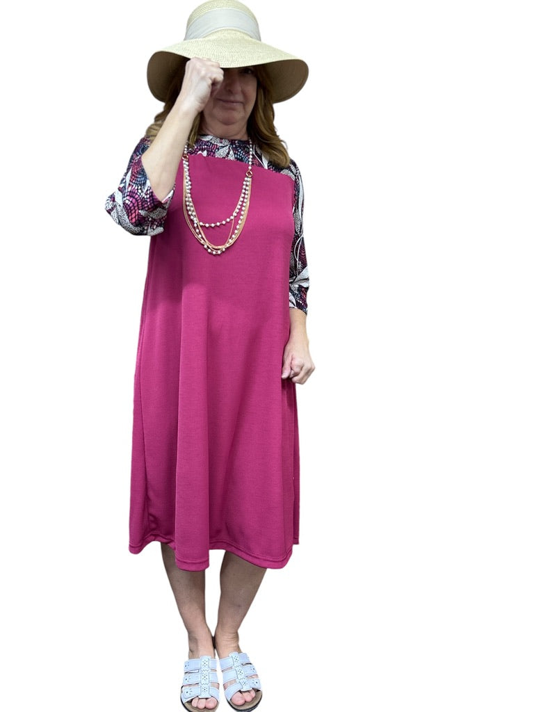 Robe adaptée Laura | Fuschia et multi | A3B