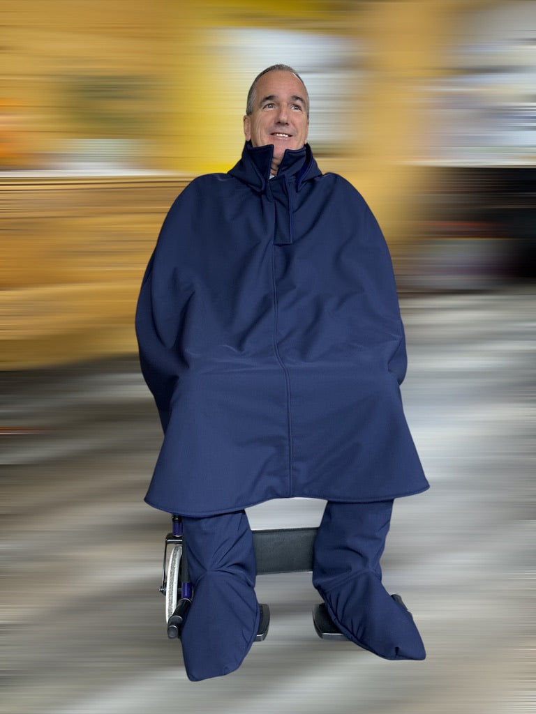 Cape adaptée hivernale imperméable sans manches avec ou sans capuche | A3B