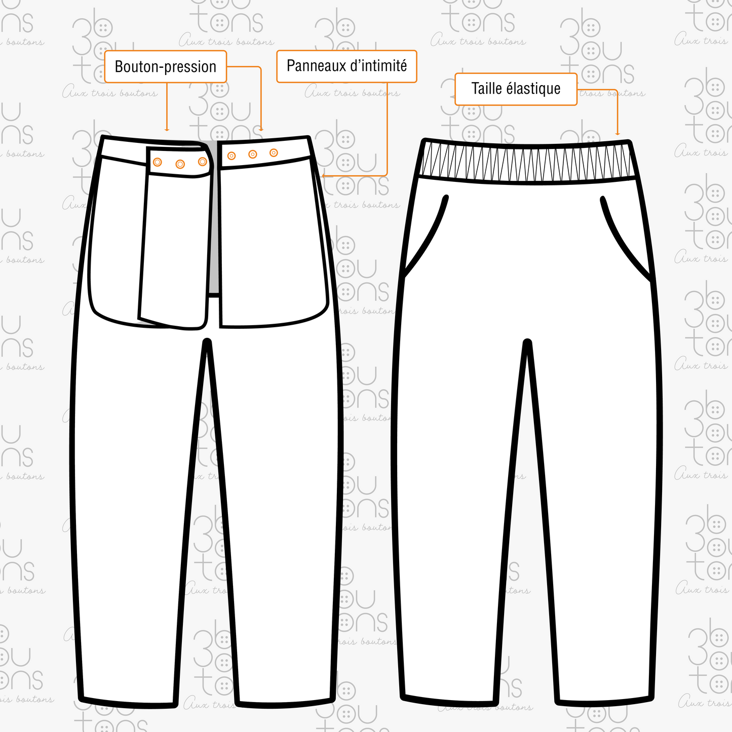 Pantalon adapté sans fond avec panneaux d'intimité en jersey | gris 1LP35 | CCV