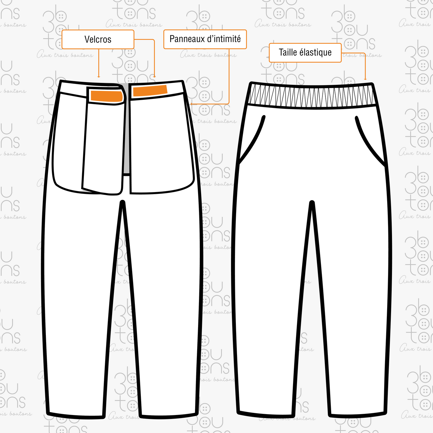 Pantalon adapté sans fond avec panneaux d'intimité en jersey | gris 1LP35 | CCV
