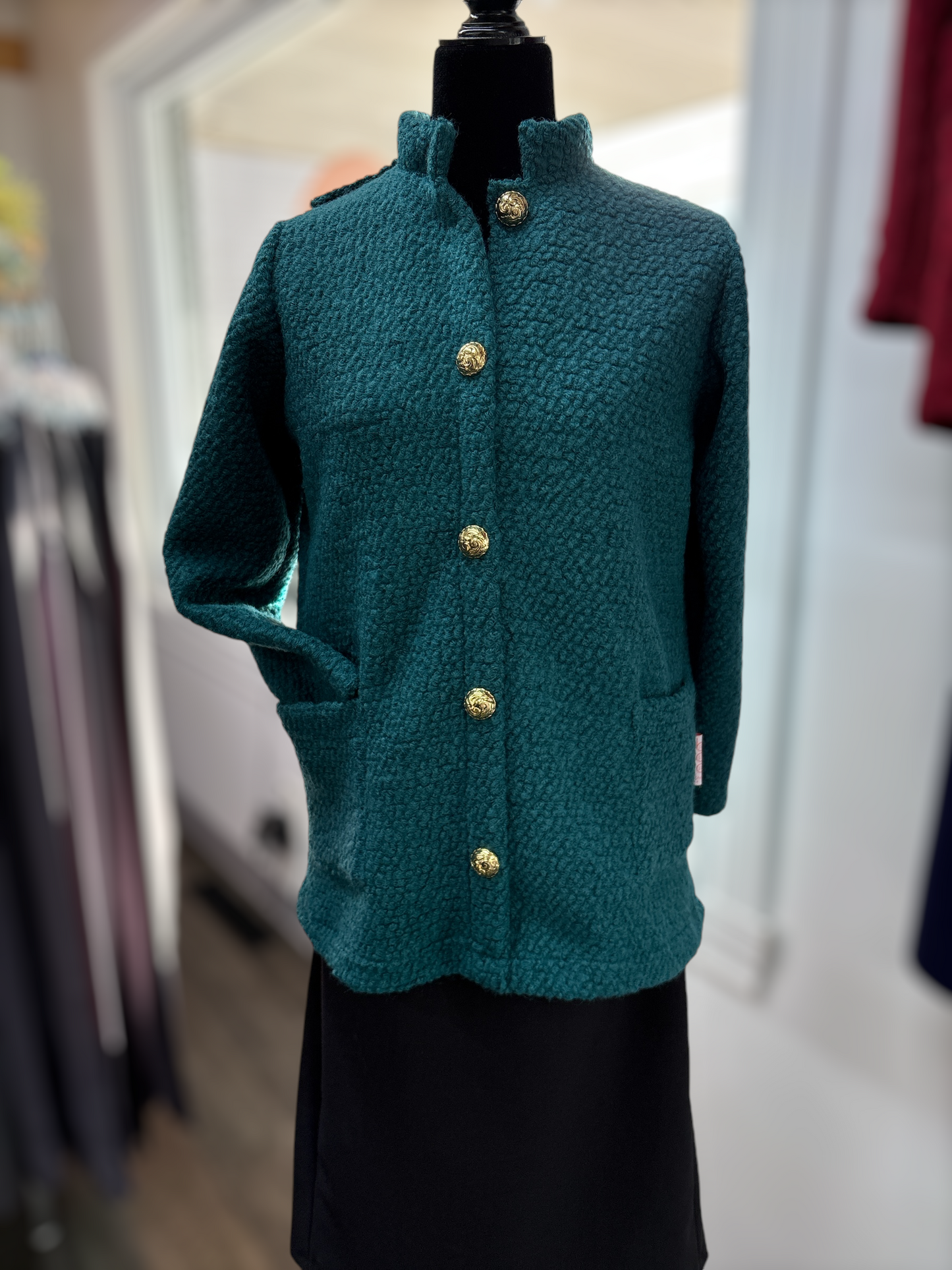 Cardigan adapté en laine bouillie| Sarcelle | A3B