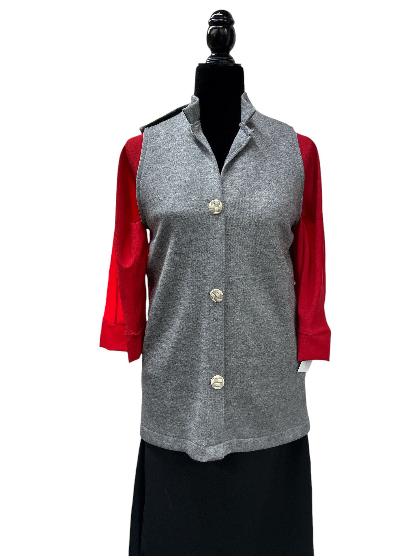 Veste adaptée sans manche à col Mao | Gris | A3B