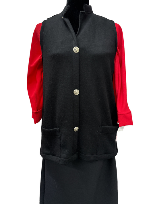 Vestes adaptée sans manche à col Mao | Noire | A3B