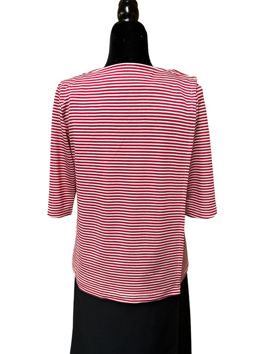 Chandail adapté manche ¾ Charlie | rouge et blanc | A3B