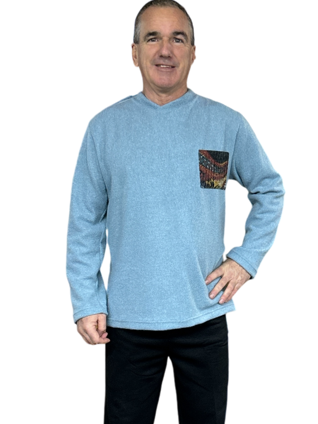 Chandail manches longues pour homme, | Bleu Turquin | A3B
