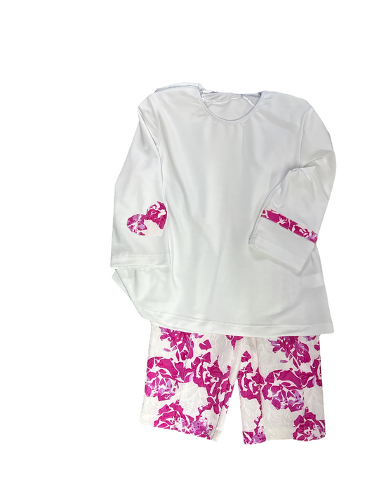 Chandail adapté manche ¾ | Martine fuchsia ou blanc| A3B