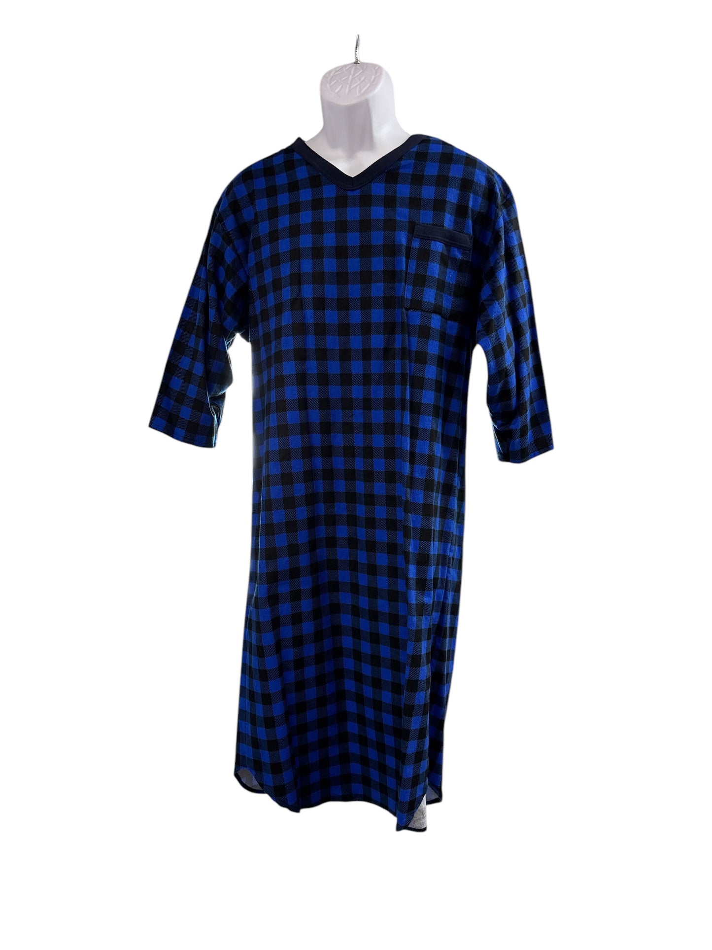 Chemise de nuit adaptée en flanelle pour homme | bleue échec | CCV