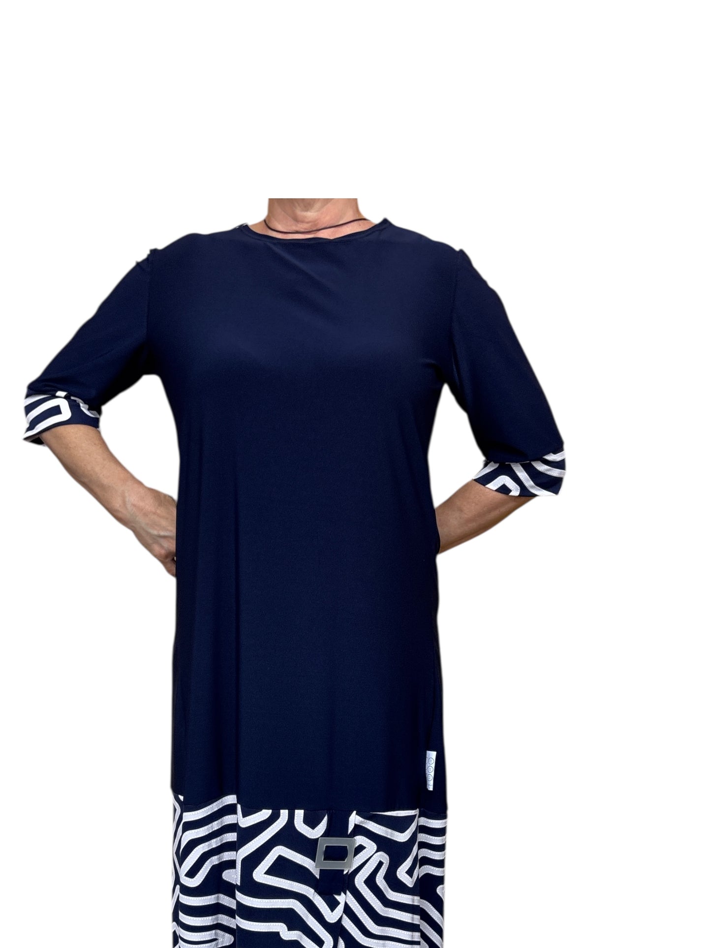 Robe adaptée élégante manche au coude | Marine | A3B