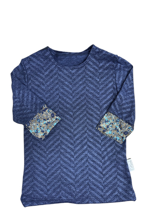 Chandail adapté manche ¾ en tricot | Jaune or ou Marine | A3B