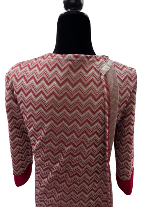 Robe adaptée manche 3/4 en tricot Zig Zag | Rouge | A3B