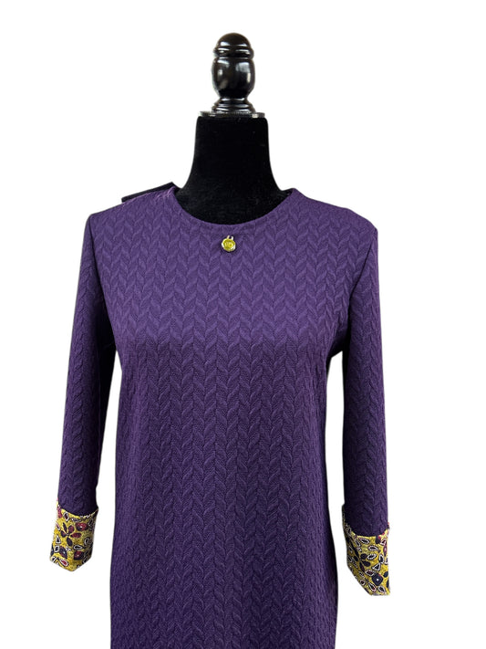 Robe adaptée manche longue en tricot | Violette | A3B