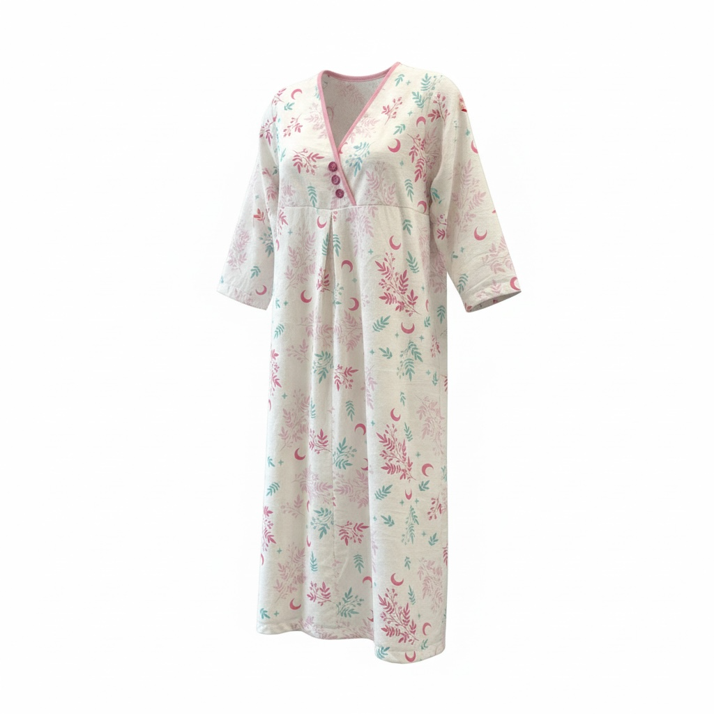 Robe de nuit en flanelle manche 3/4 | Lunes | A3B