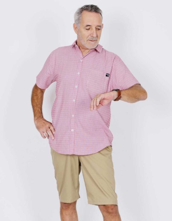 Chemise adaptée manche courte | rayée rouge HB54559C-256 | EZ