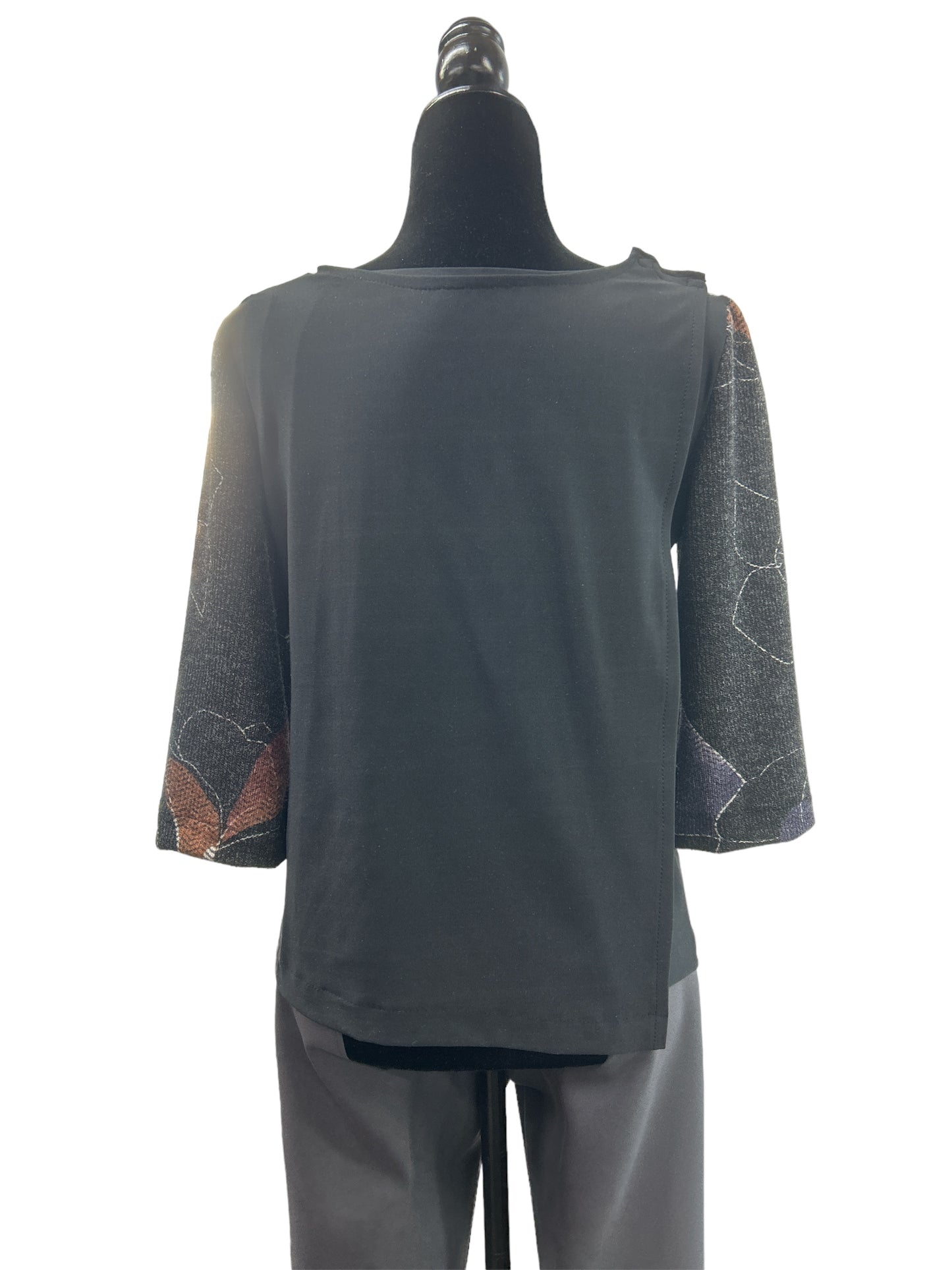Chandail adapté manche au coude imitation cardigan en tricot | noir | A3B