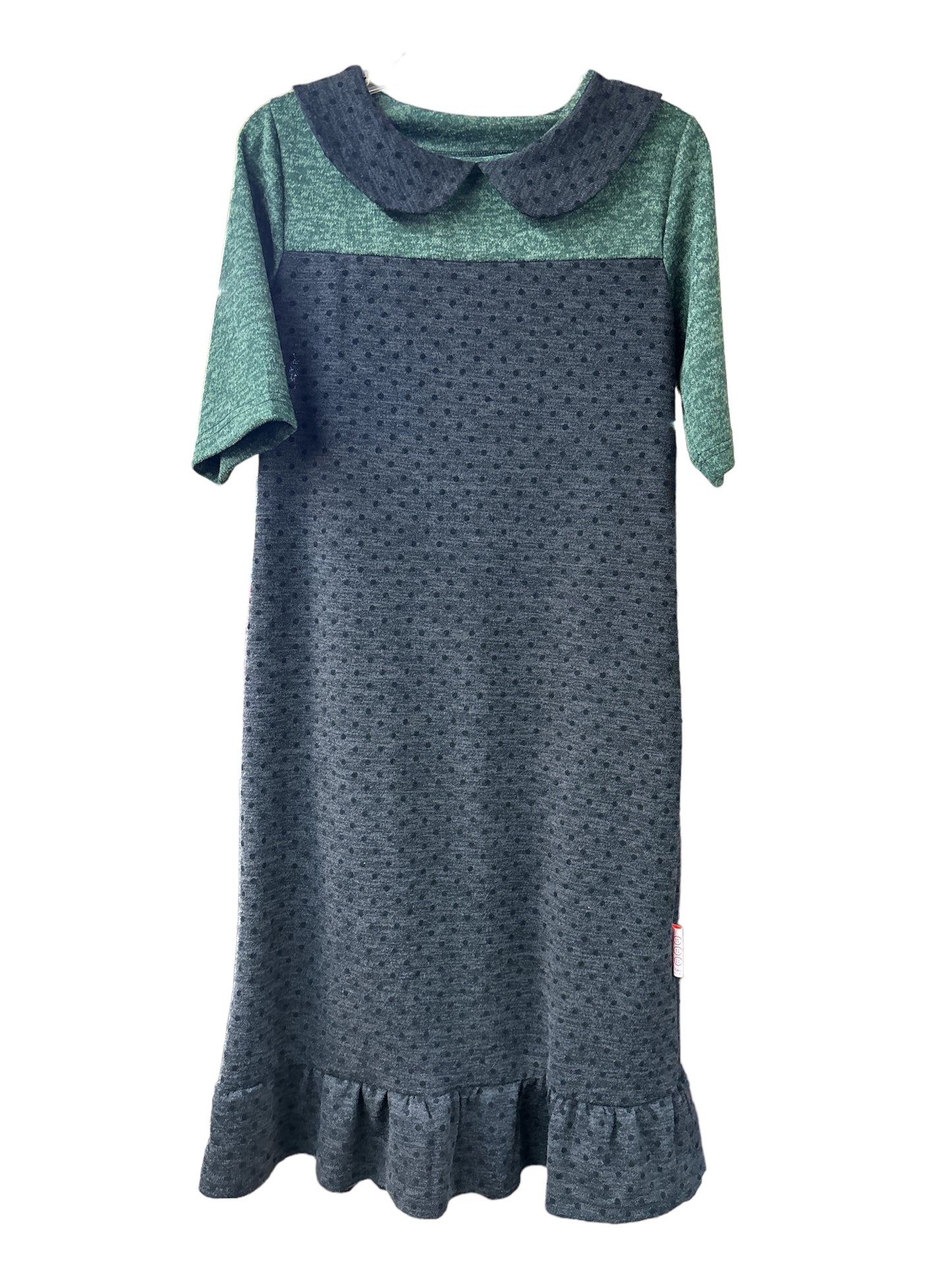 Robe adaptée col Claudine | Pois et verte | A3B