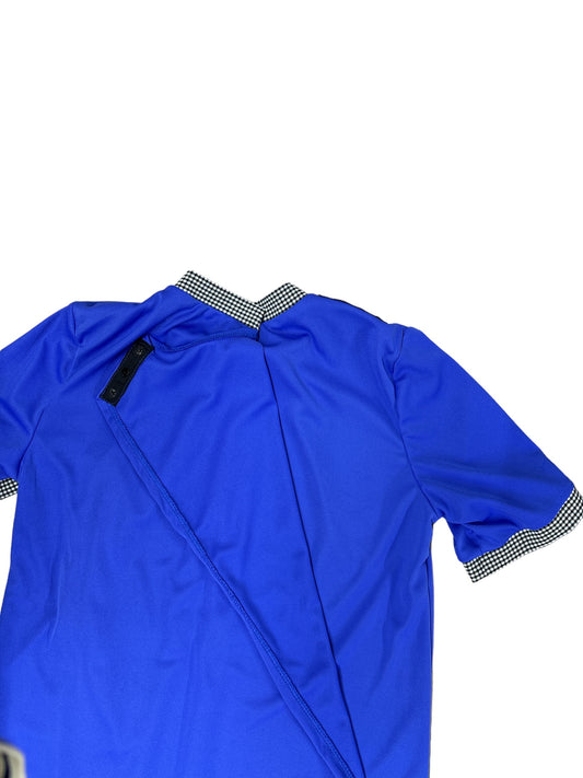 Chandail adapté manche courte col contrastant | Bleu et carreaux | A3B