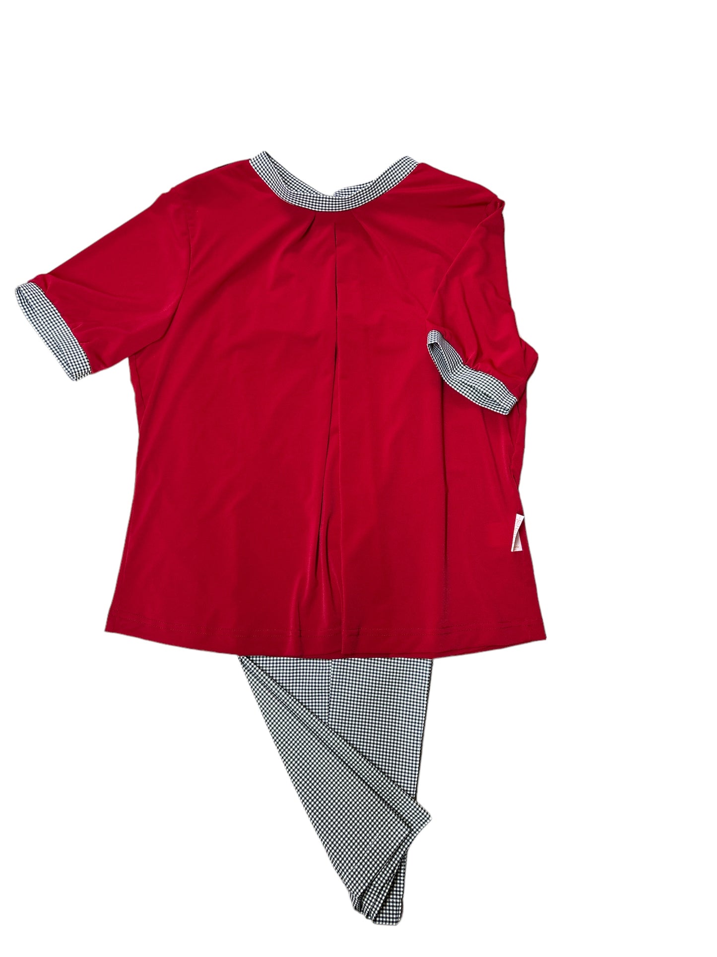 Chandail manches courtes col contrastant | Rouge et carreaux | A3B