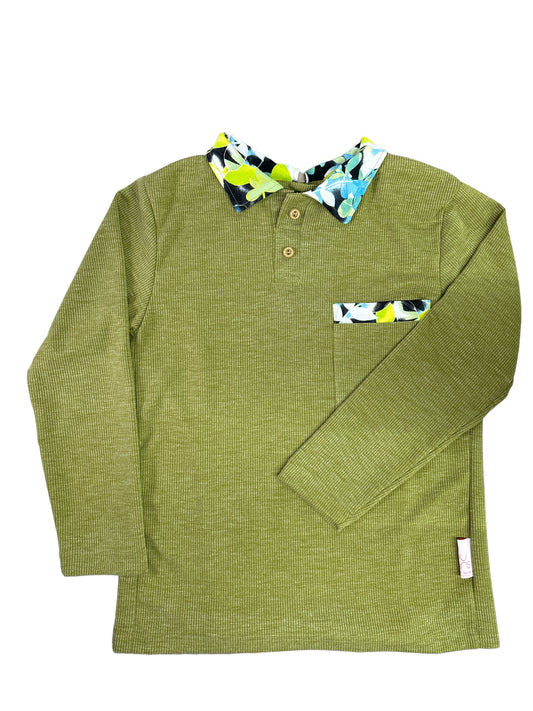 Polo adapté manche longue poche contrastante| Pesto | A3B