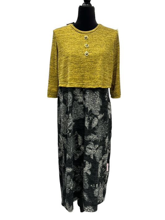 Robe adaptée manche ¾ Tammy avec imitation de veste | moutarde et anthracite | A3B