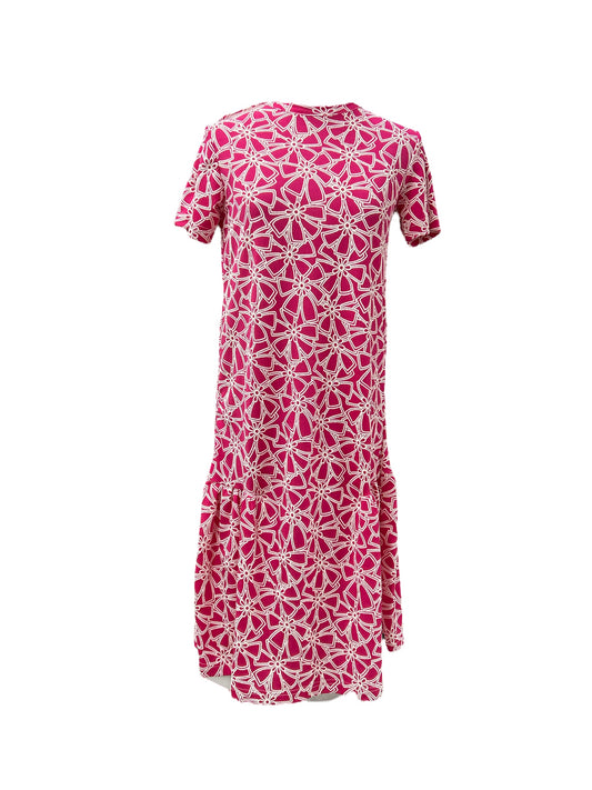 Robe adaptée manche courte Diva | Magenta et blanc | A3B