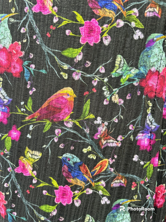 Robe adaptée manche ¾ ou longue Daphnée romantique | Oiseaux | A3B
