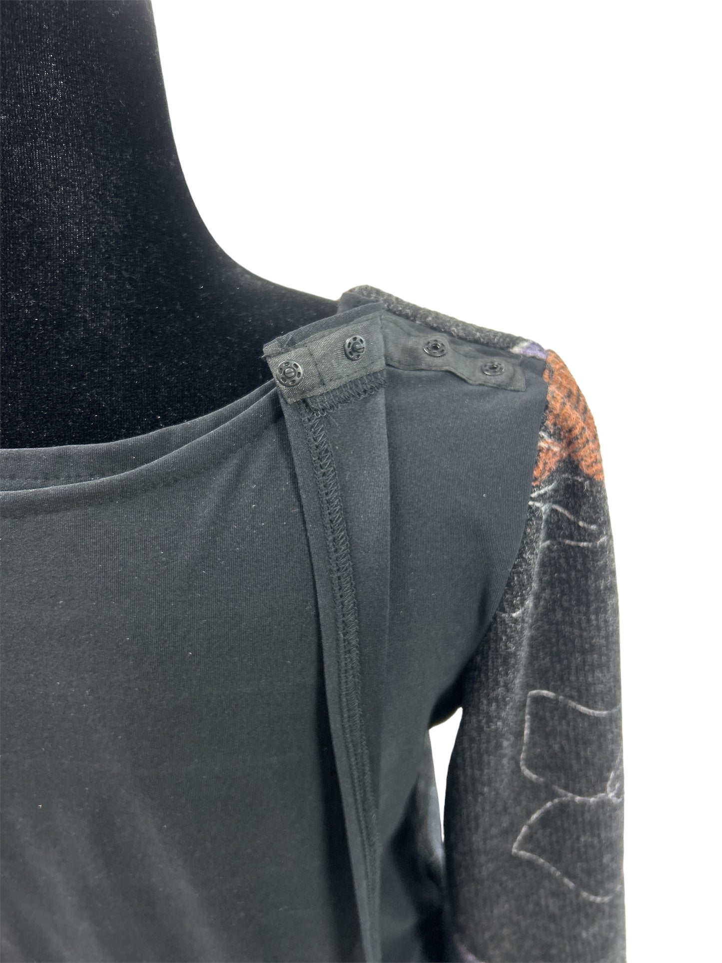 Chandail adapté manche au coude imitation cardigan en tricot | noir | A3B