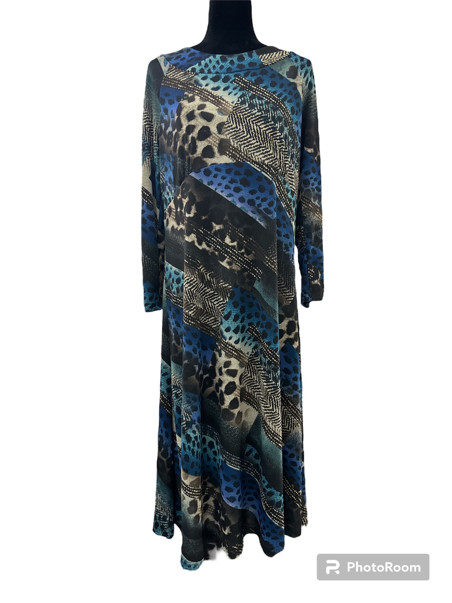 Robe adaptée manche ¾ Daphnée romantique | Bleu nuit | A3B