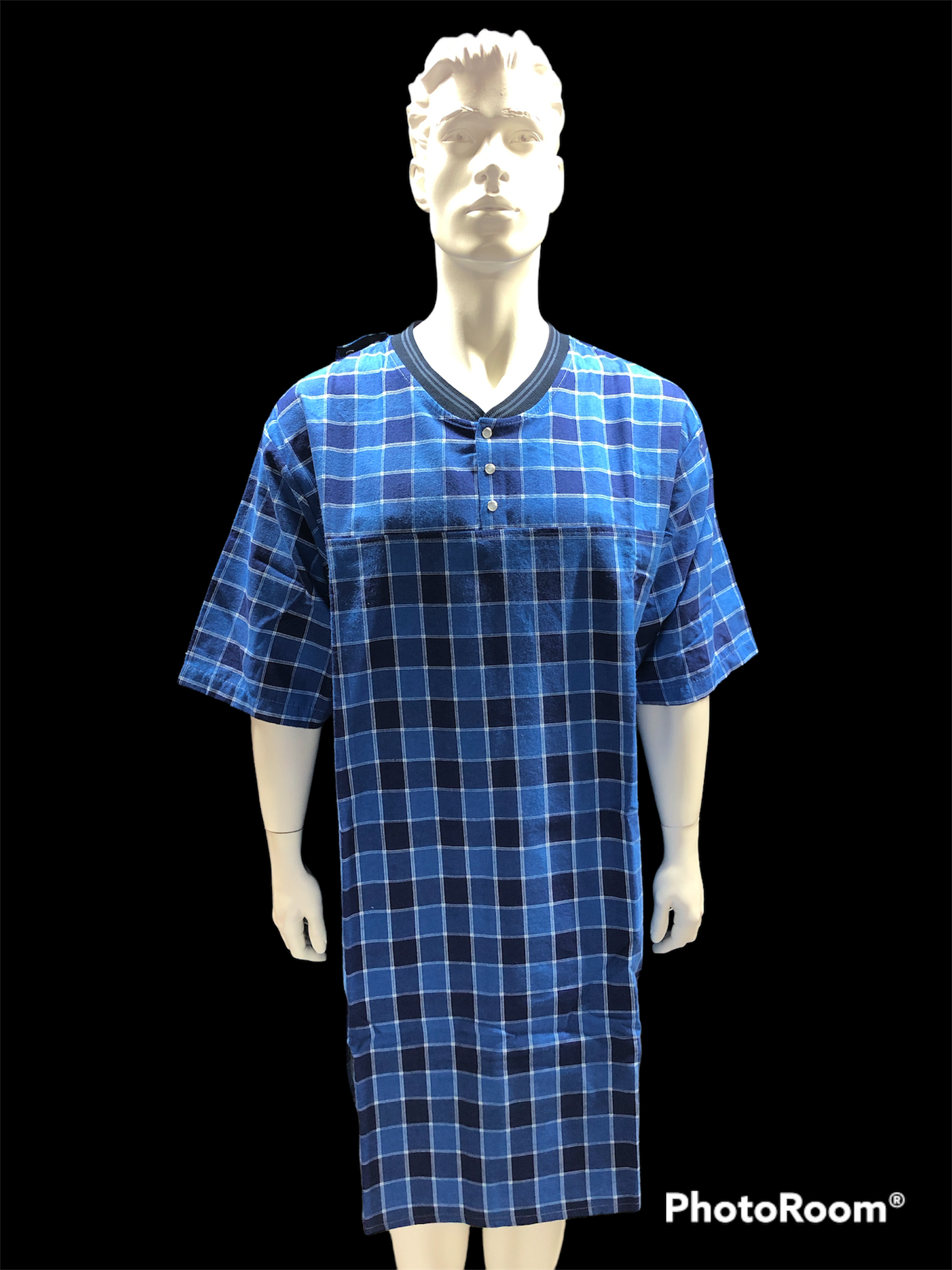 Chemise de nuit bleue en flanelle | EZ
