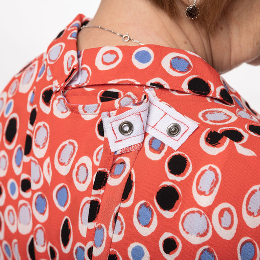 Blouse adaptée manche ¾ |ocelle et rouge péri -1KB126 | CC