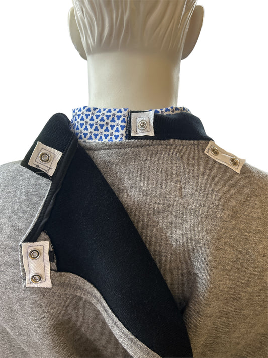 Polo adapté manche longue | 1NHT121- Noir et gris | CC