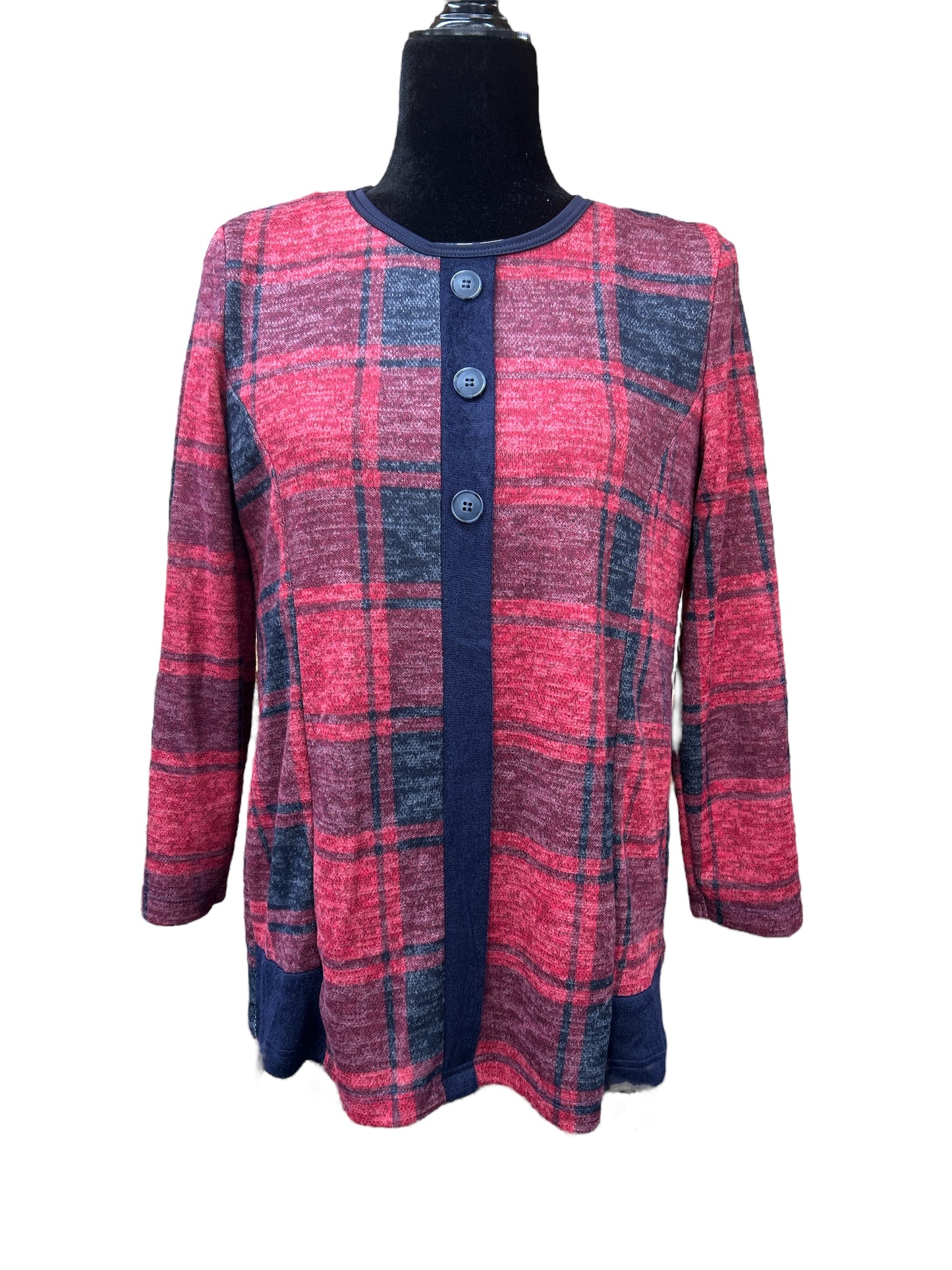 Chandail adapté style cardigan pour dame | 1QT348 rouge | CC