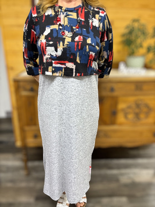 Robe Tammy avec imitation de veste | Grise et Multi | A3B