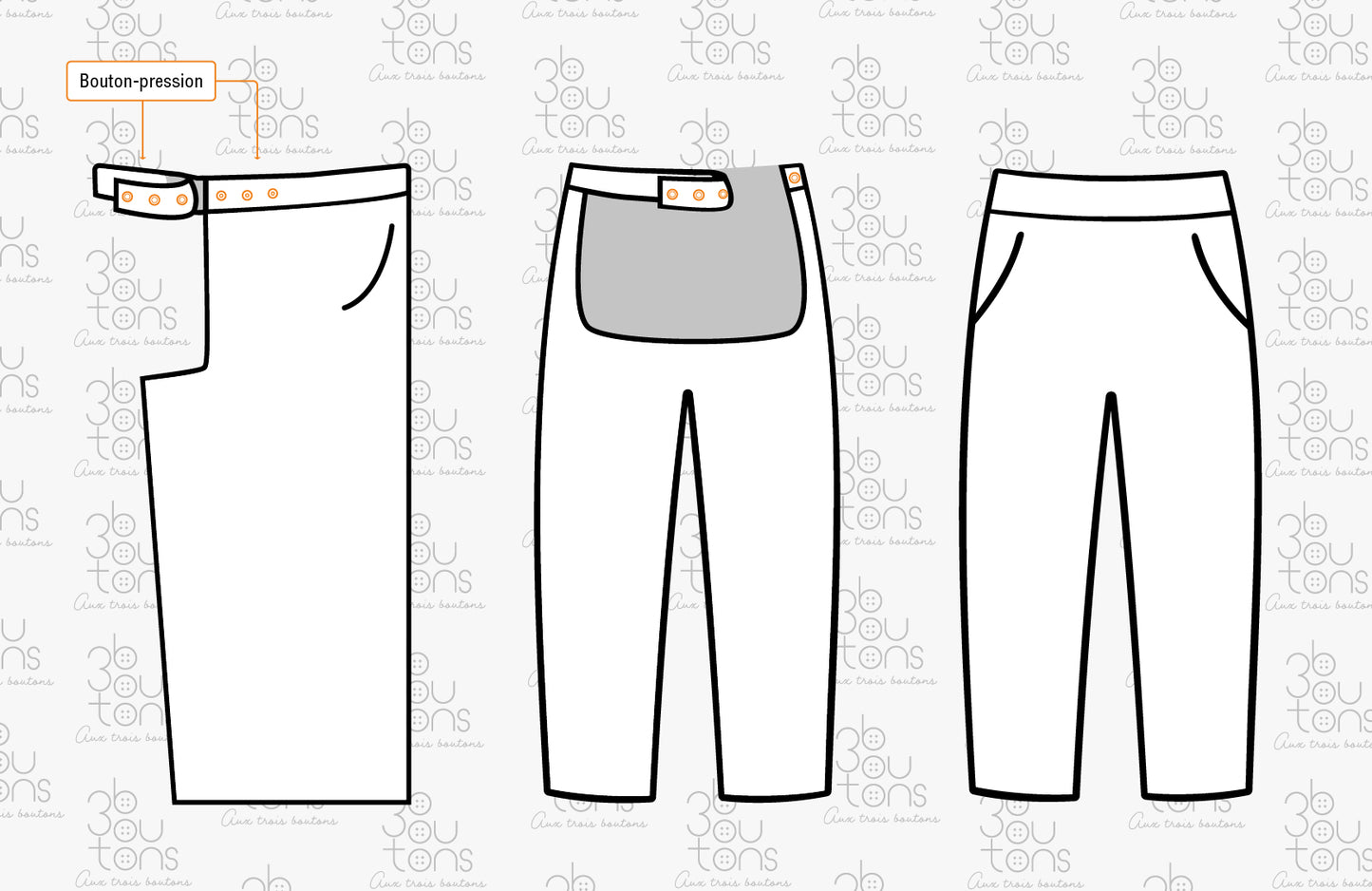 Pantalon marine sans fond avec panneaux d'intimité en jersey pour dame | Modèle 1LP35 | CCV