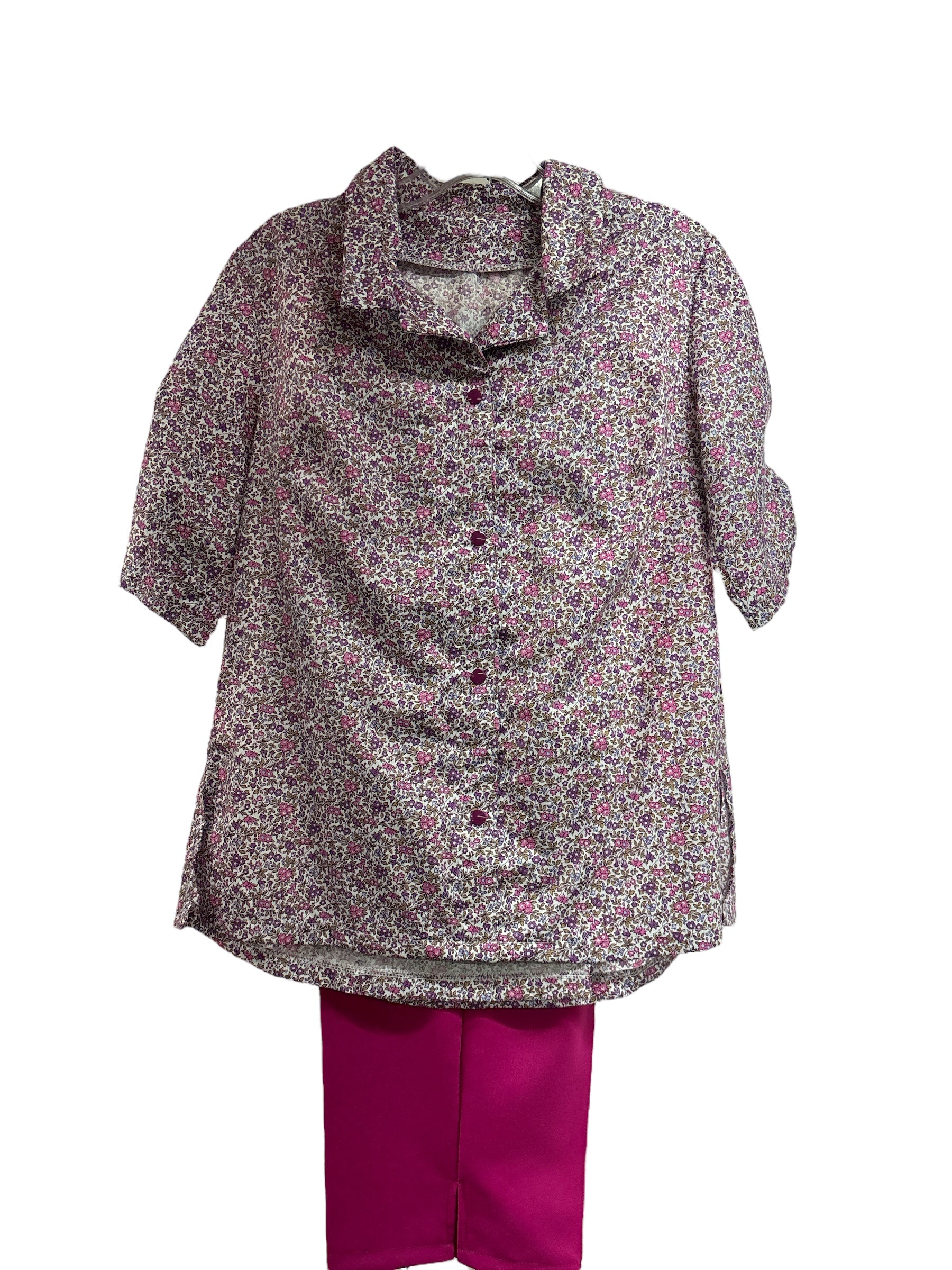 Blouse adaptée manche ¾  | col chemisier-Violette | A3B
