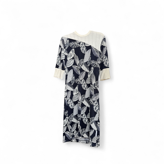 Robe adaptée manche trois quarts | marine et crème | A3B