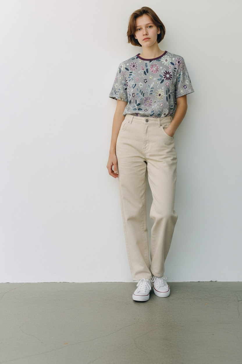 Chandail adapté manche courte | Lilas fleuri | A3B