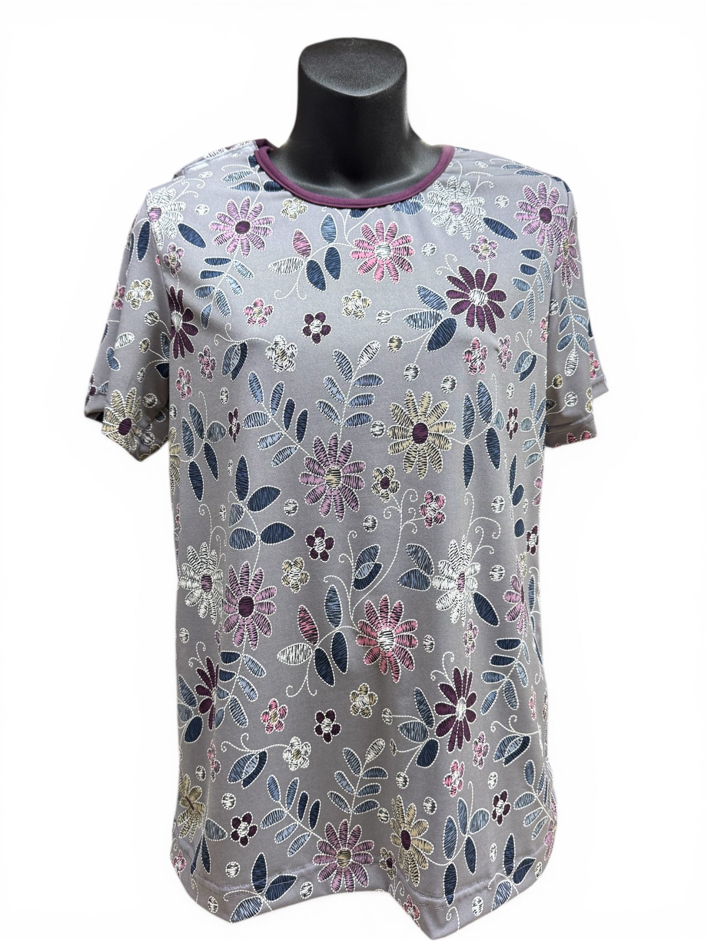 Chandail adapté manche courte | Lilas fleuri | A3B