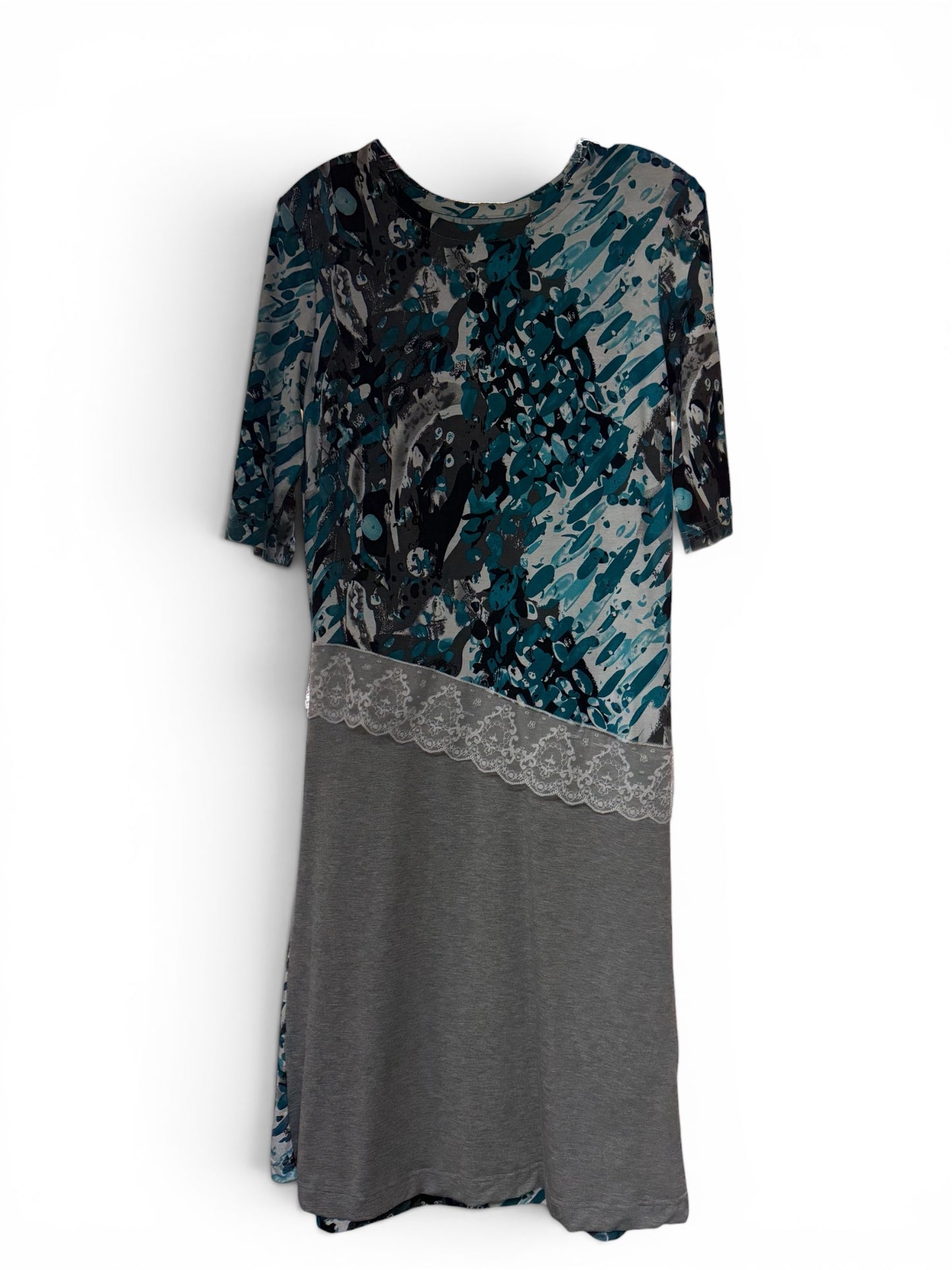 Robe adaptée manche ¾  |Brume -turquoise rouge ou grise | A3B