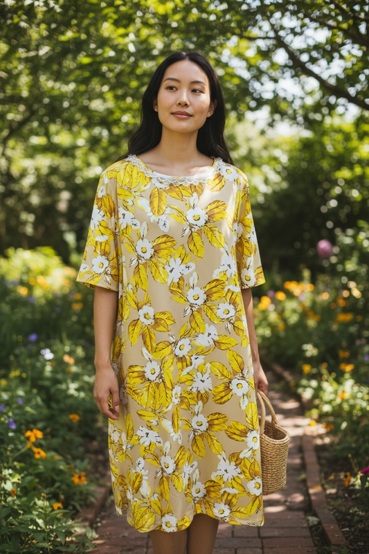 Robe adaptée  manche au coude | Ensoleillée | A3B