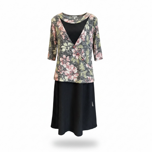 Robe adaptée, manche au coude | Elégance | A3B
