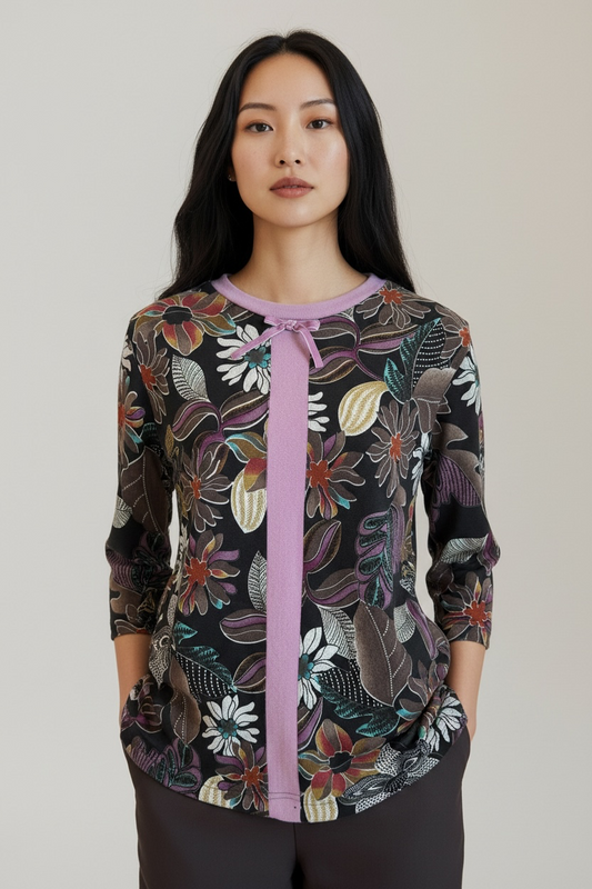 Chandail style cardigan, manche trois quarts | Lilou | A3B