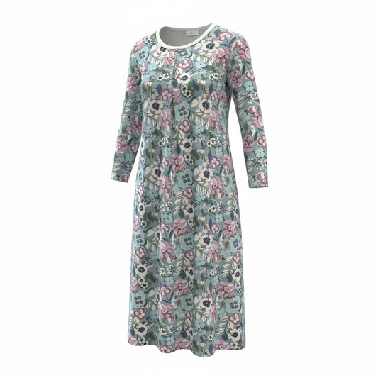 Robe de nuit en flanelle manche longue | Pensées | A3B