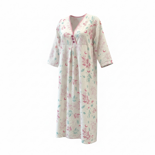 Robe de nuit en flanelle manche 3/4 | Lunes | A3B