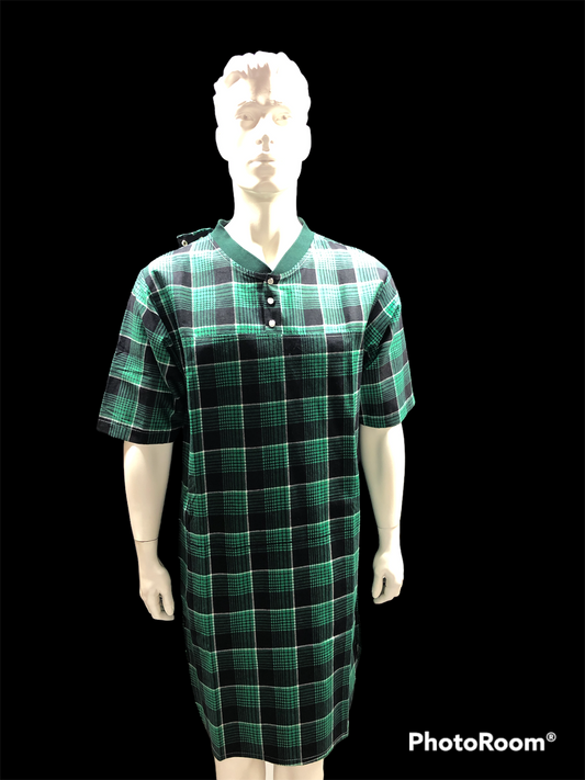 Chemise de nuit en flanelle à carreaux verts | HN13015 | EZ