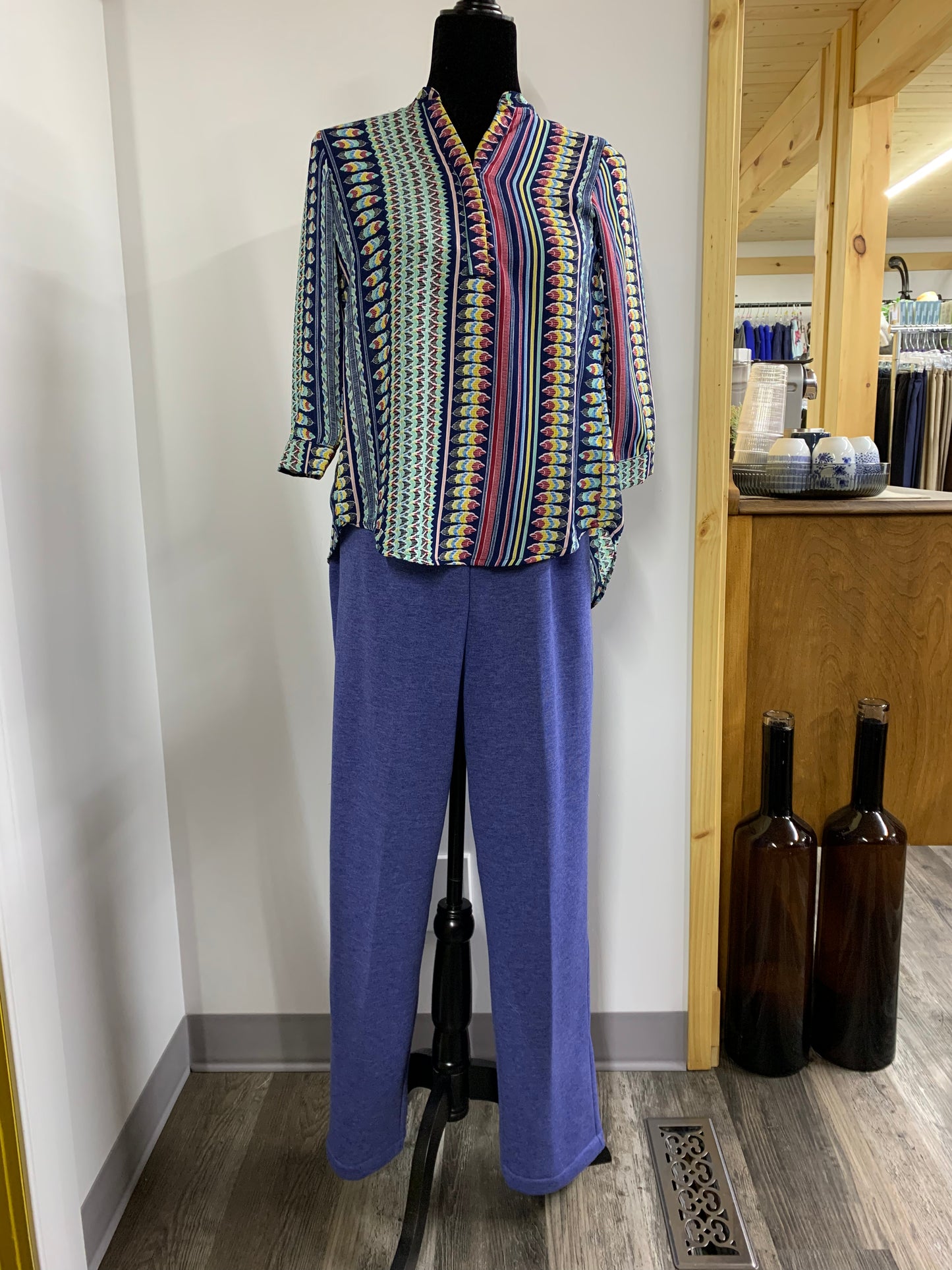 Pantalon bleu cyan sans fond en coton ouaté bio  | Mode Québécoise A3B